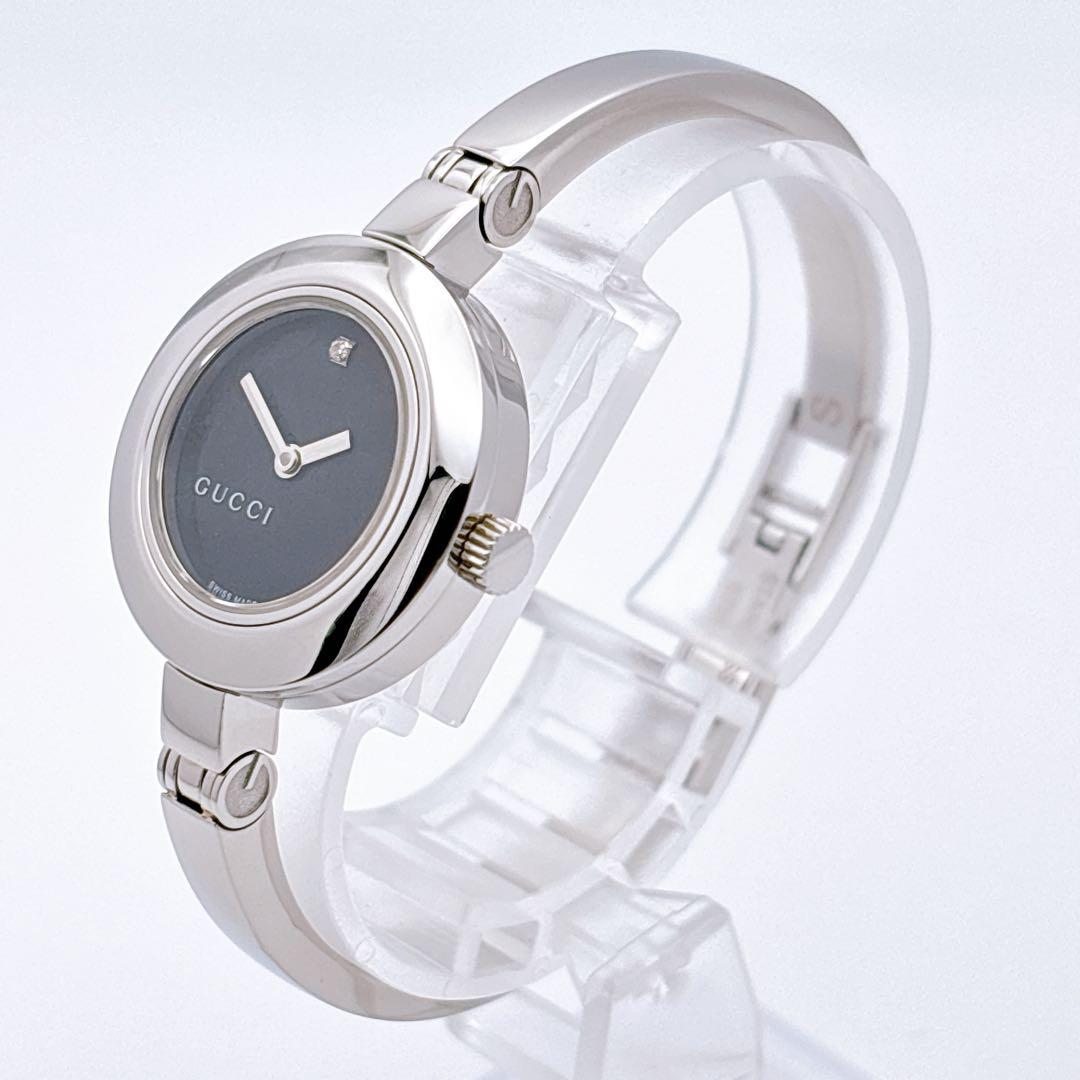 【美品・電池新品・箱】GUCCI 105 フローラ ブラック ダイヤ ラウンド