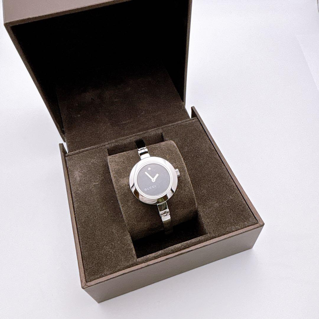 【美品・電池新品・箱】GUCCI 105 フローラ ブラック ダイヤ ラウンド