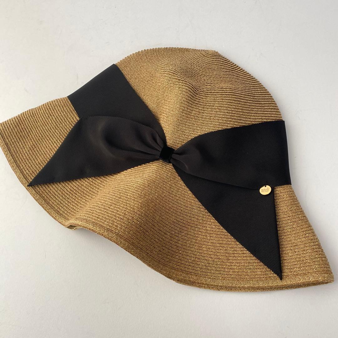 未使用 Athena New York リサコ 帽子 黒 リボン アジャスター