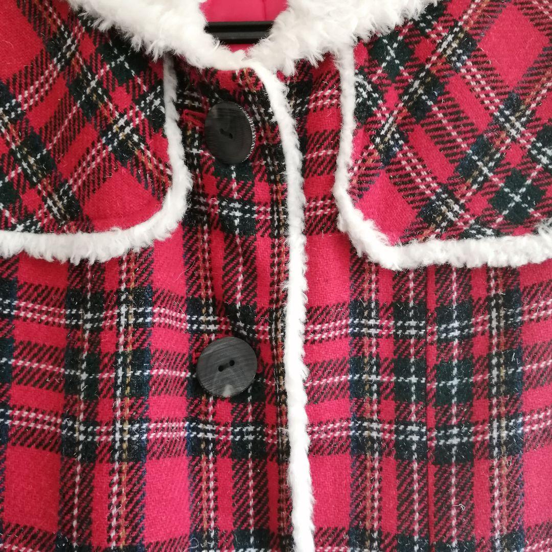MILK タータンチェック ロングコート 90s レッド FREE