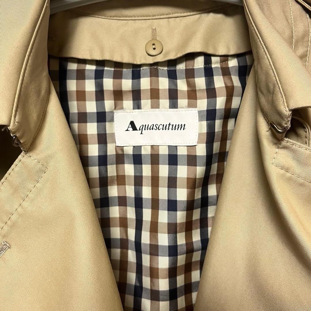 アクアスキュータム　ダブルブレスト トレンチコート チェック　ライナー付