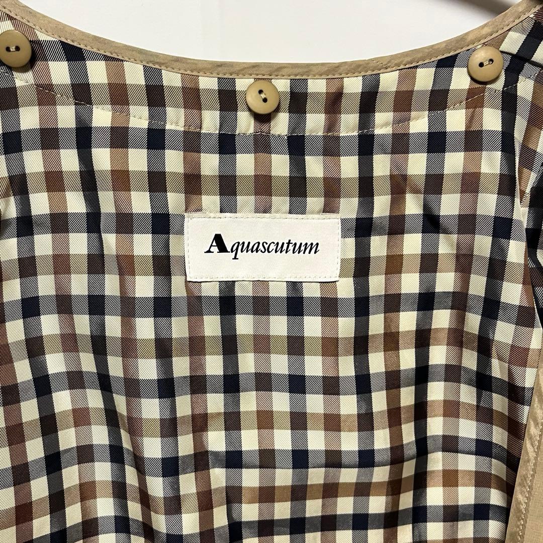 アクアスキュータム　ダブルブレスト トレンチコート チェック　ライナー付