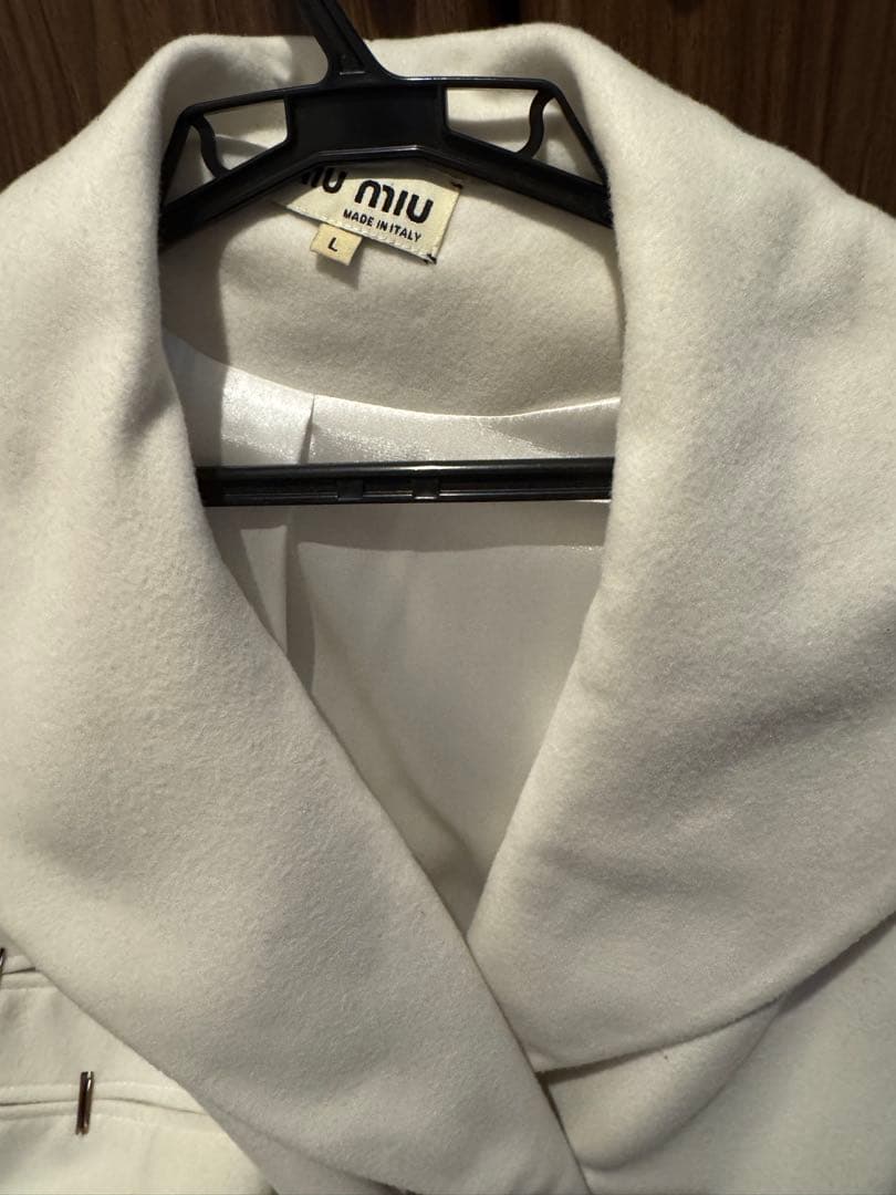 ホワイト ウールコート ダブルボタンmiu miuコート