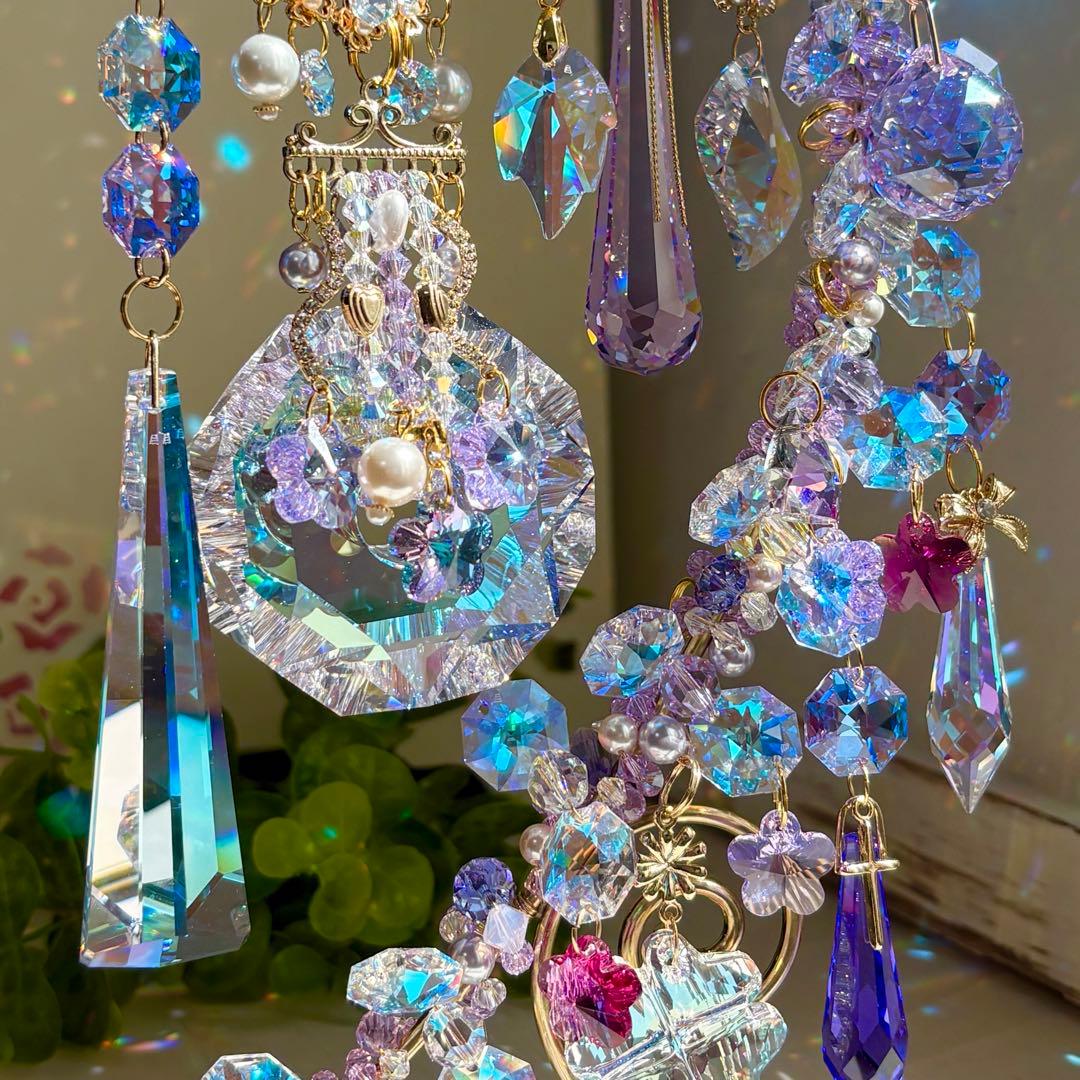 ちゃみブルーAB &バイオレットSWAROVSKI ✩.*サンキャッチャー