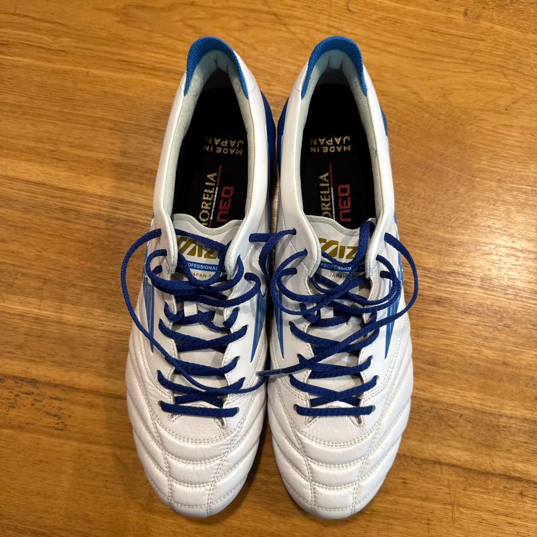 モレリアネオ4 27cm ホワイト/ブルー ゼログライド紐＆ザムストインソール付