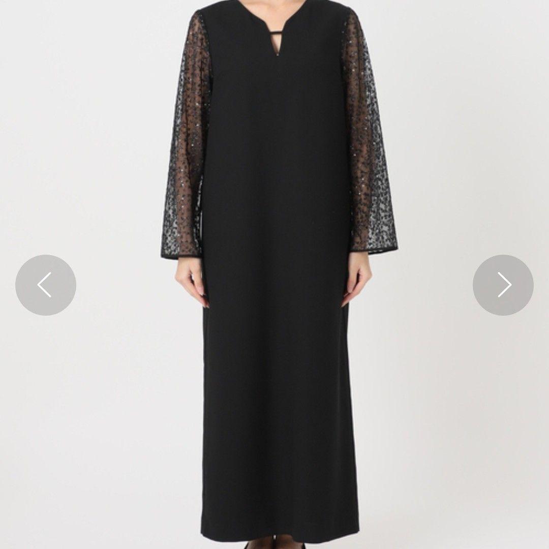 スローブイエナ habiスパンコールレーススリーブドレス 36