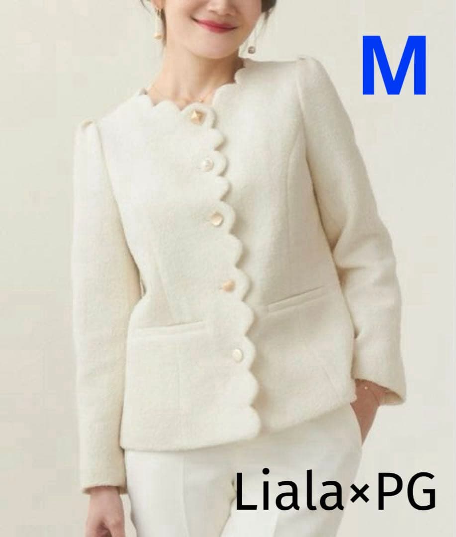 ◆美品◆ Liala×PG スカラップ バラエティボタン ジャケット　アイボリー