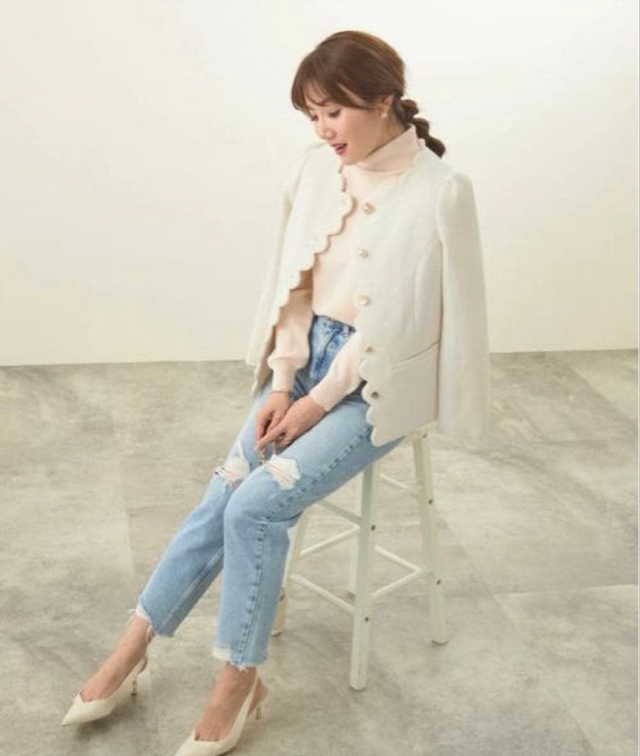 ◆美品◆ Liala×PG スカラップ バラエティボタン ジャケット　アイボリー