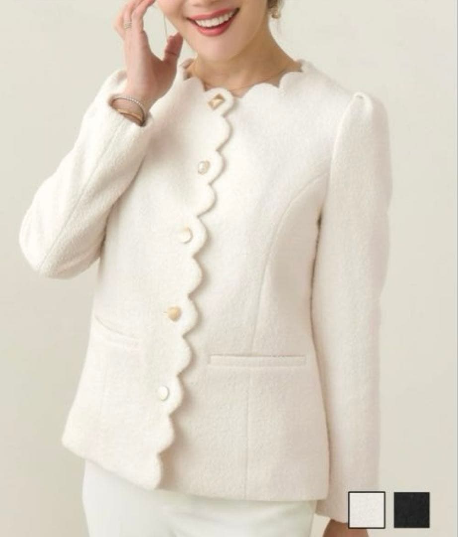 ◆美品◆ Liala×PG スカラップ バラエティボタン ジャケット　アイボリー