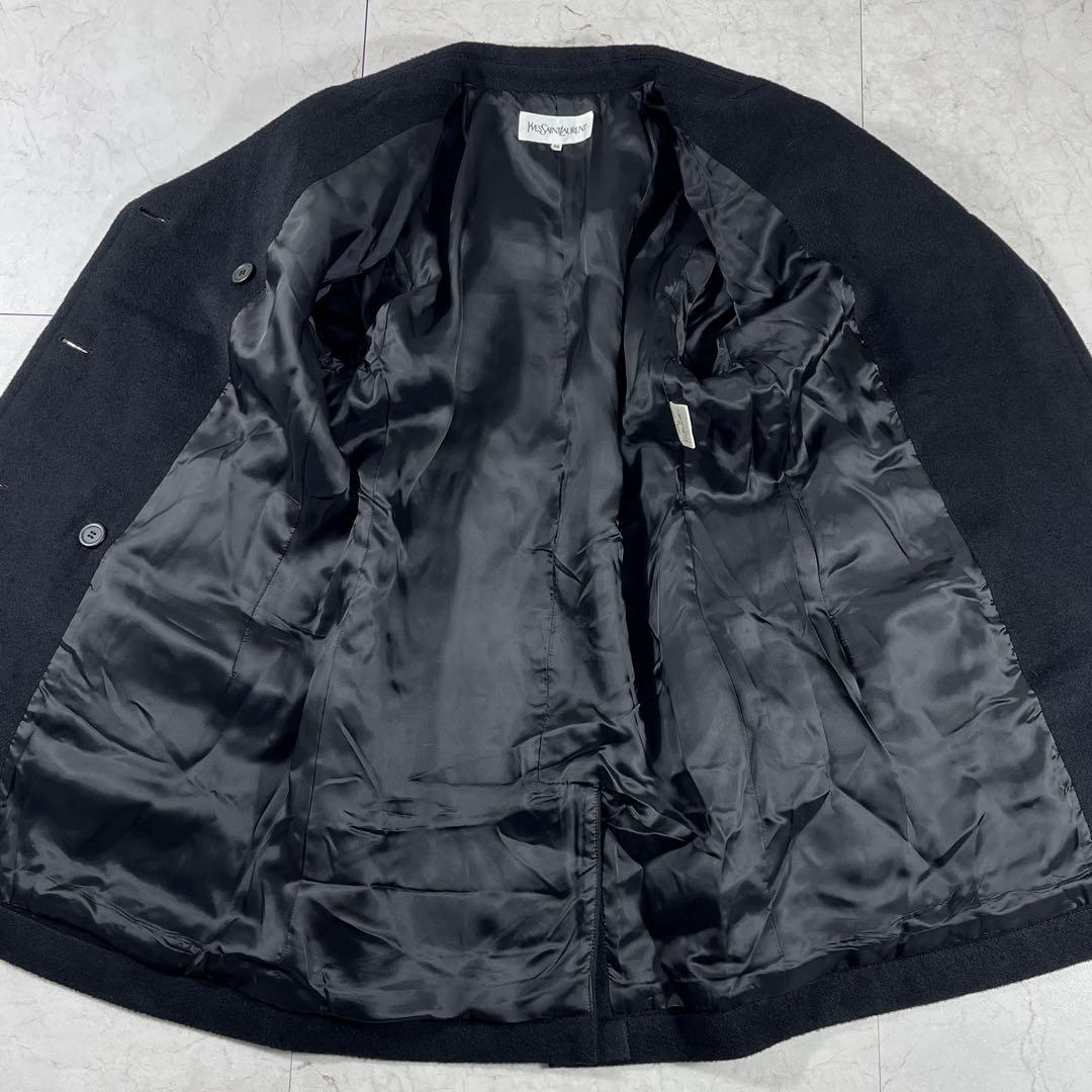 ✨極美品 イヴサンローラン ダブル コート モヘア混 金ボタン ブラック