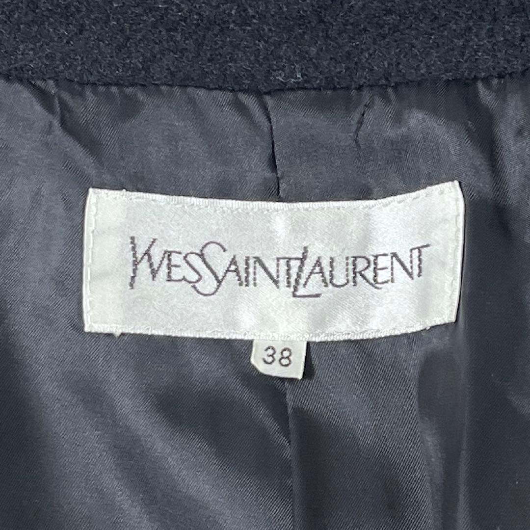 ✨極美品 イヴサンローラン ダブル コート モヘア混 金ボタン ブラック