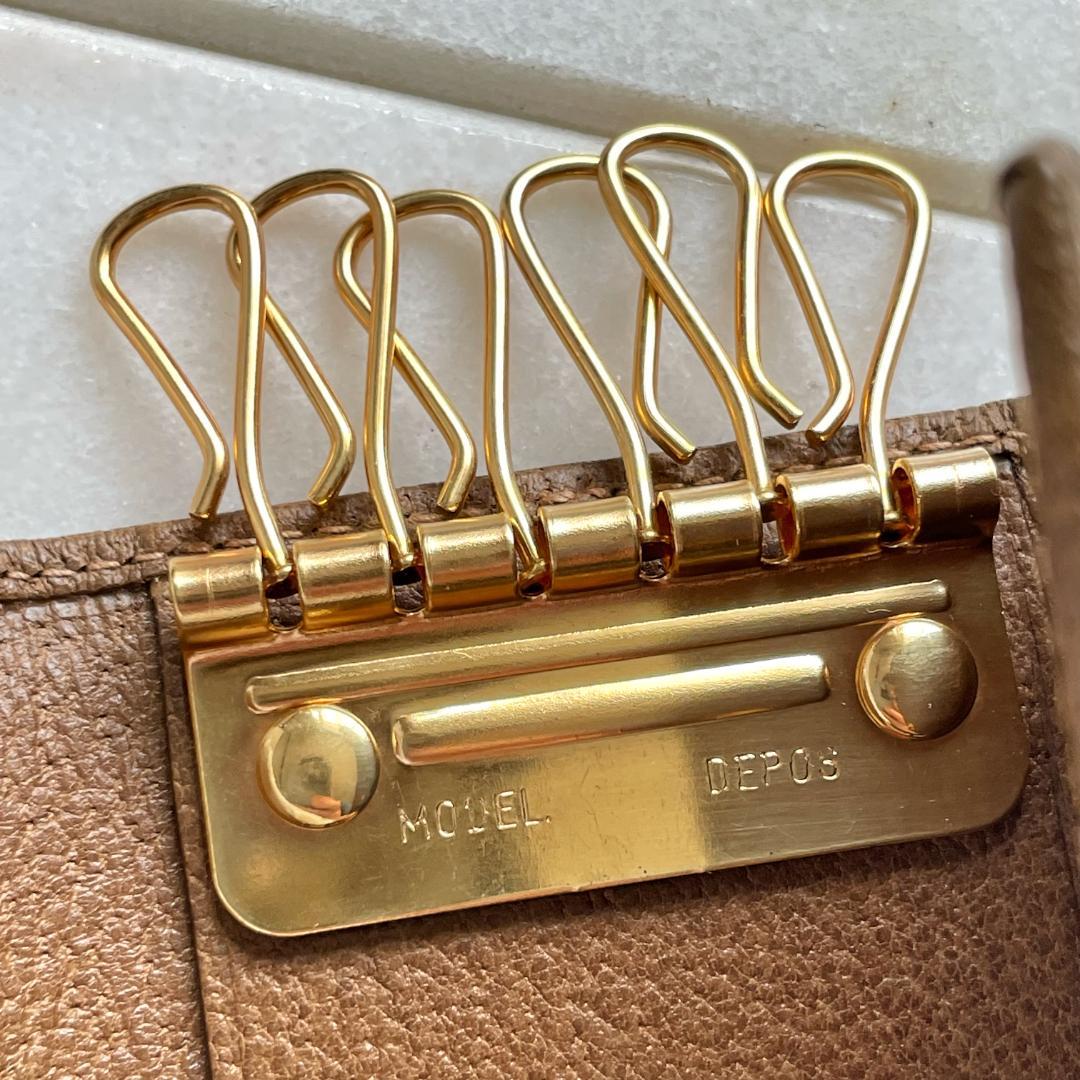 未使用品☆GUCCI オールドグッチ 6連キーケース 茶 キャンバス イタリア製