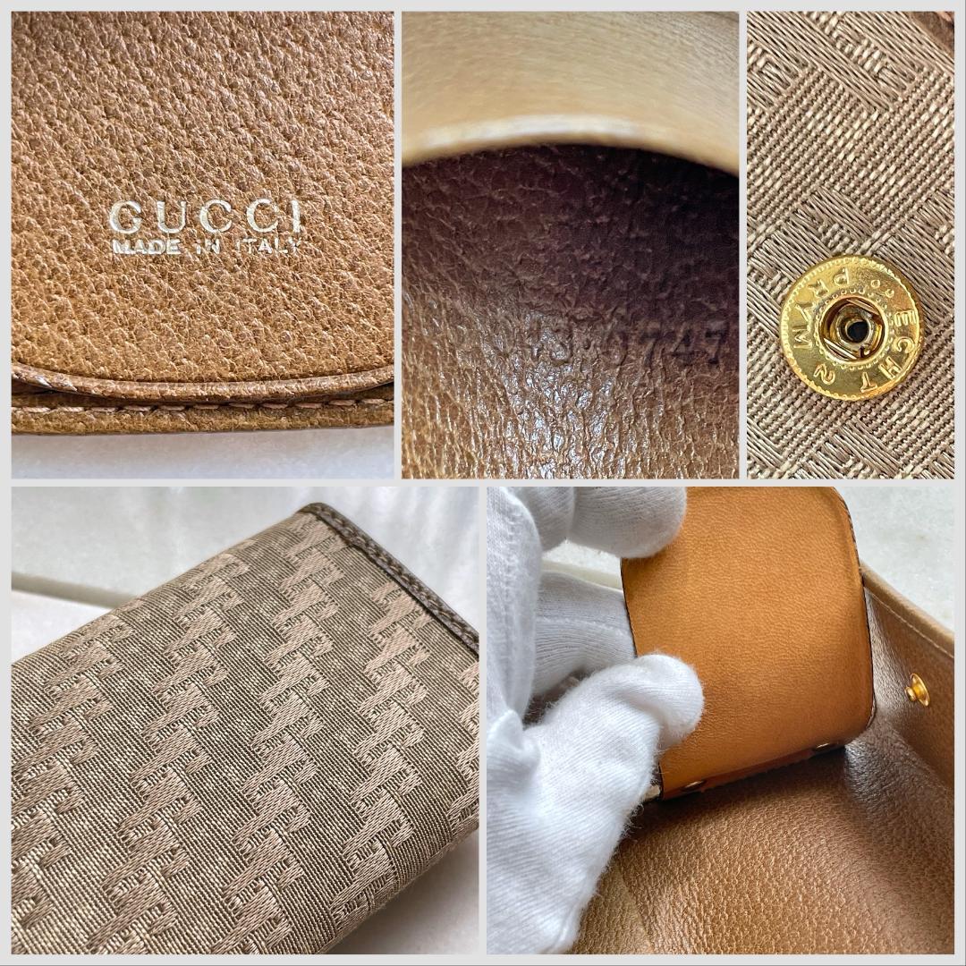 未使用品☆GUCCI オールドグッチ 6連キーケース 茶 キャンバス イタリア製