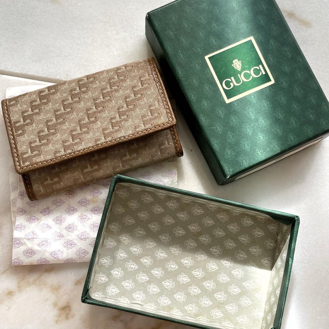 未使用品☆GUCCI オールドグッチ 6連キーケース 茶 キャンバス イタリア製