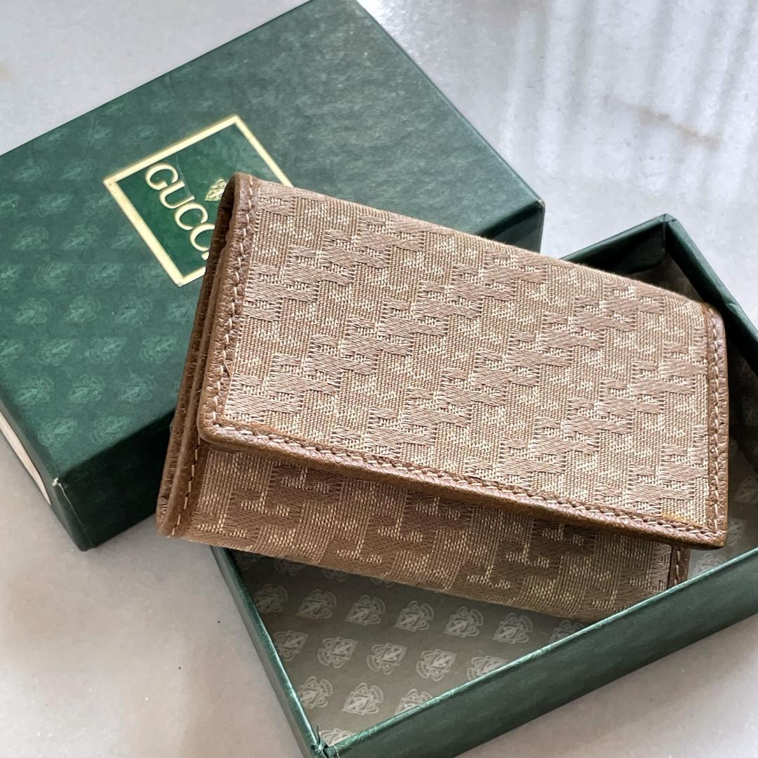 未使用品☆GUCCI オールドグッチ 6連キーケース 茶 キャンバス イタリア製