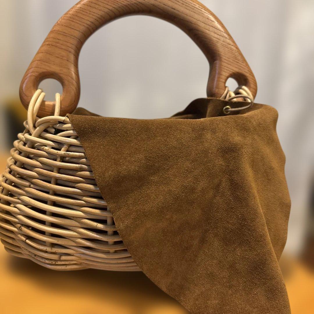 hitstki basket籐製 かごバッグ 木製ハンドル