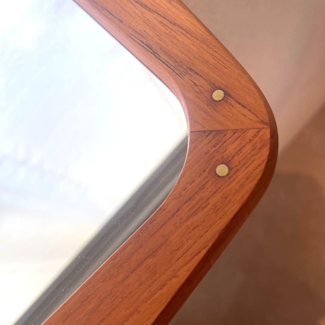 デンマーク製　チーク材ミラー　壁掛け/立掛け　北欧ビンテージ家具