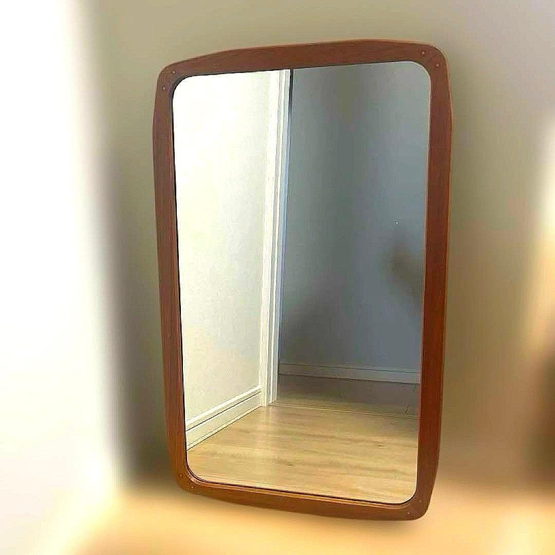 デンマーク製　チーク材ミラー　壁掛け/立掛け　北欧ビンテージ家具