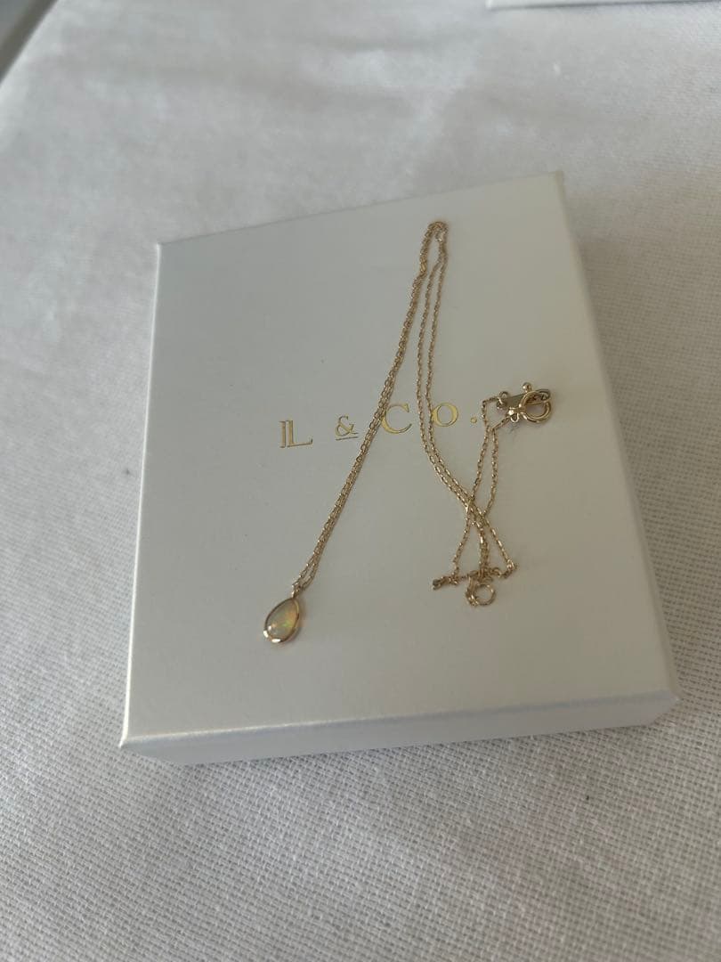 美品！　L&Co. K10 オパール ドロップネックレス　箱・保証書付き