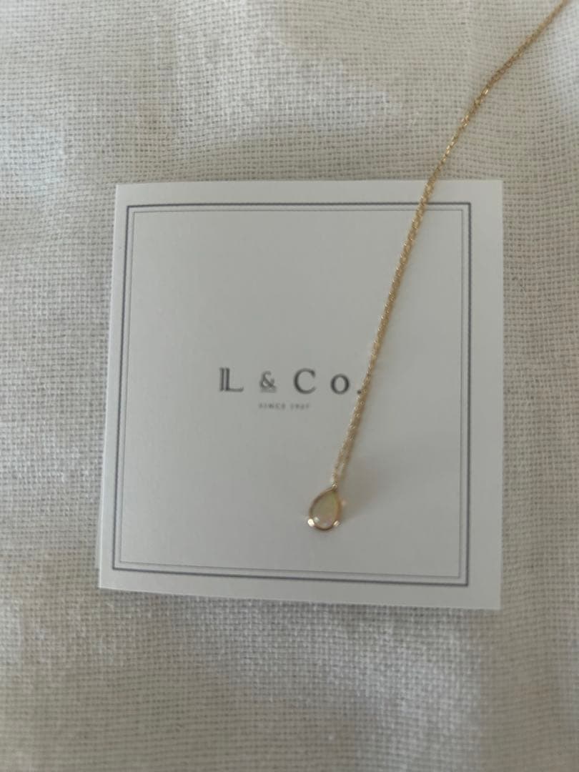 美品！　L&Co. K10 オパール ドロップネックレス　箱・保証書付き