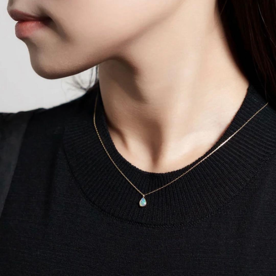 美品！　L&Co. K10 オパール ドロップネックレス　箱・保証書付き