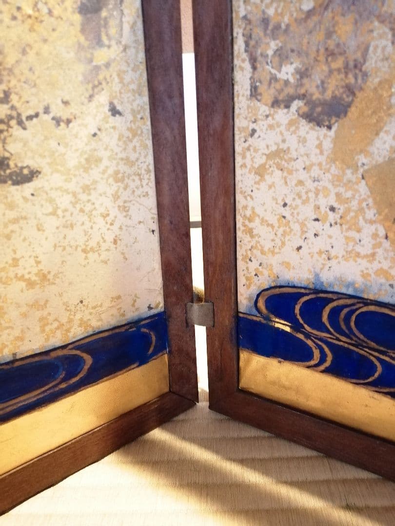 【茶道具】流水金箔ちらし絵風炉先　風炉先屏風　風炉先214