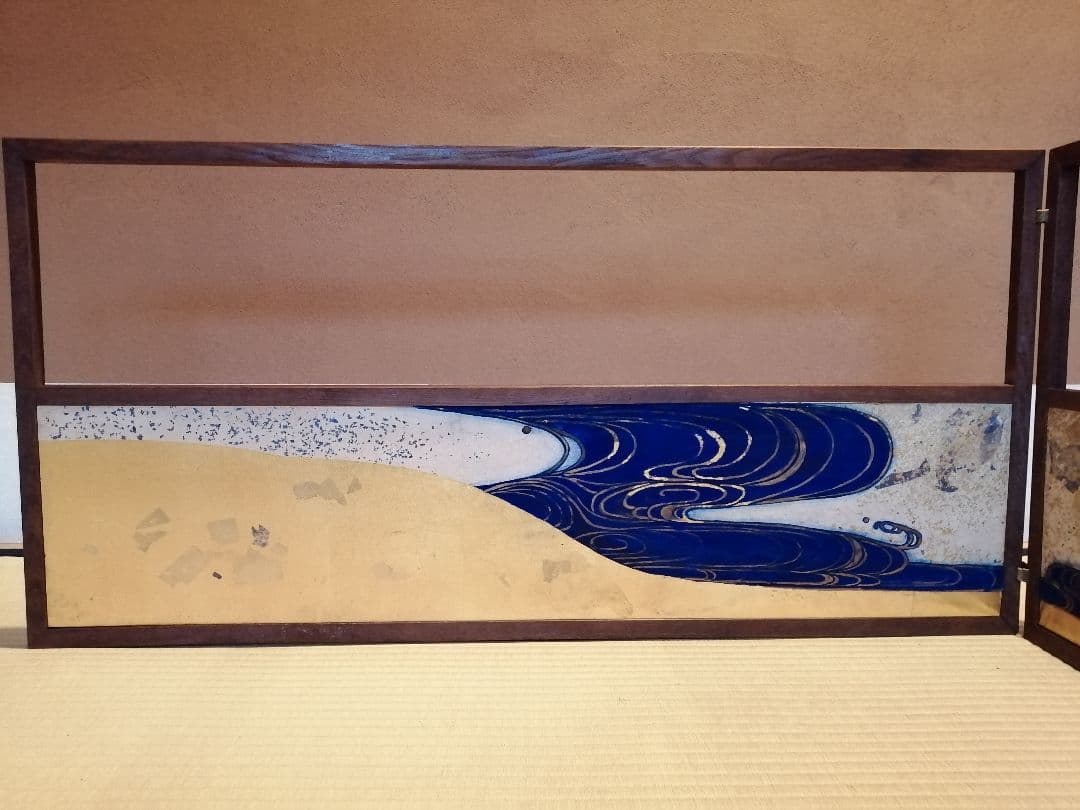 【茶道具】流水金箔ちらし絵風炉先　風炉先屏風　風炉先214