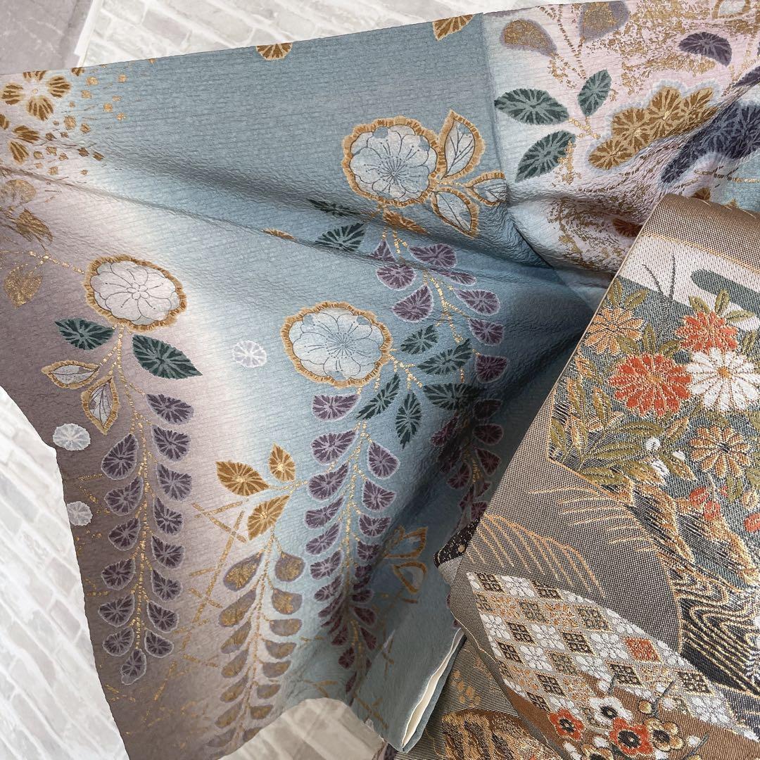 訪問着　フルセット　辻ヶ花　松　滴り　金彩加工　着物　P1