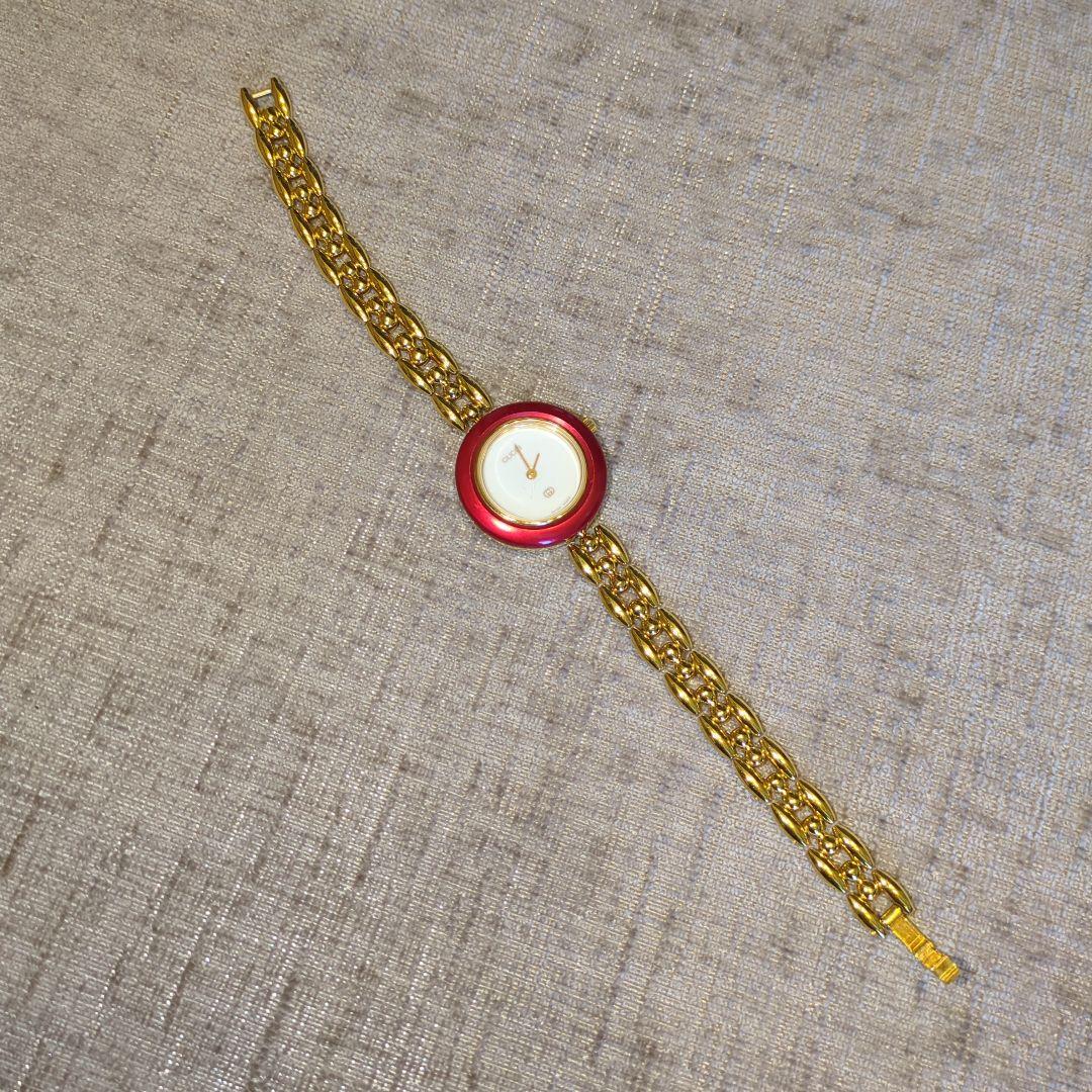 グッチ GUCCI 1100-L チェンジベゼル クォーツ レディース 赤