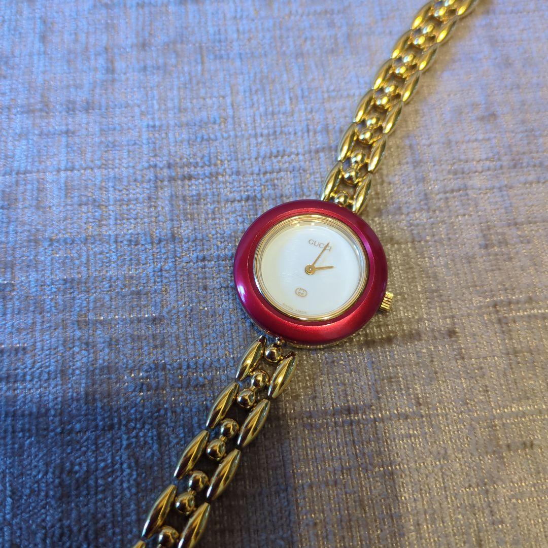 グッチ GUCCI 1100-L チェンジベゼル クォーツ レディース 赤