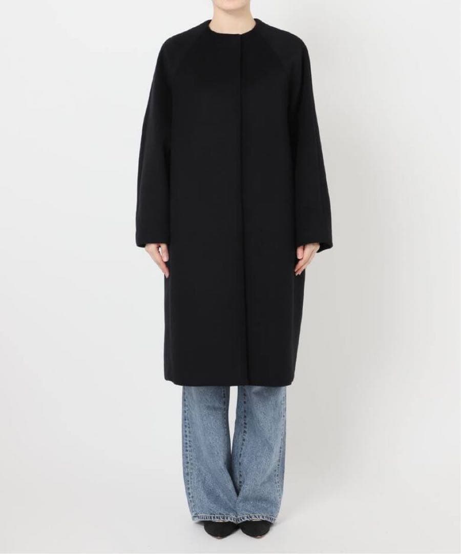 Spick and Span S160ビーバーノーカラーコートブラック新品36