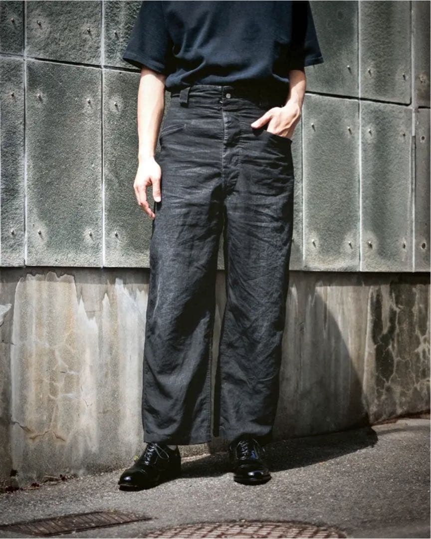 パンツ a.presse vintage black linen trousers 2