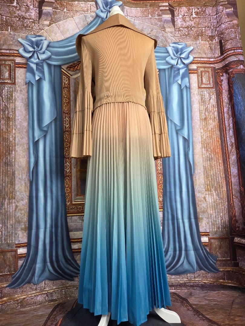 フリー【新品インポートセレクト】プリーツグラデーションスプリングコートワンピース