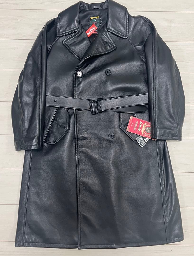 Supreme Schott Leather Trench Coat Sサイズ