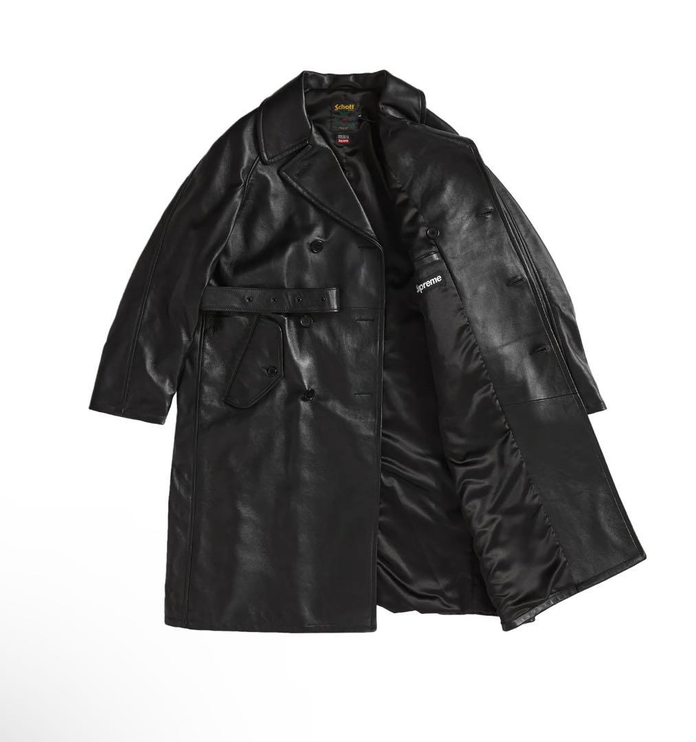 Supreme Schott Leather Trench Coat Sサイズ