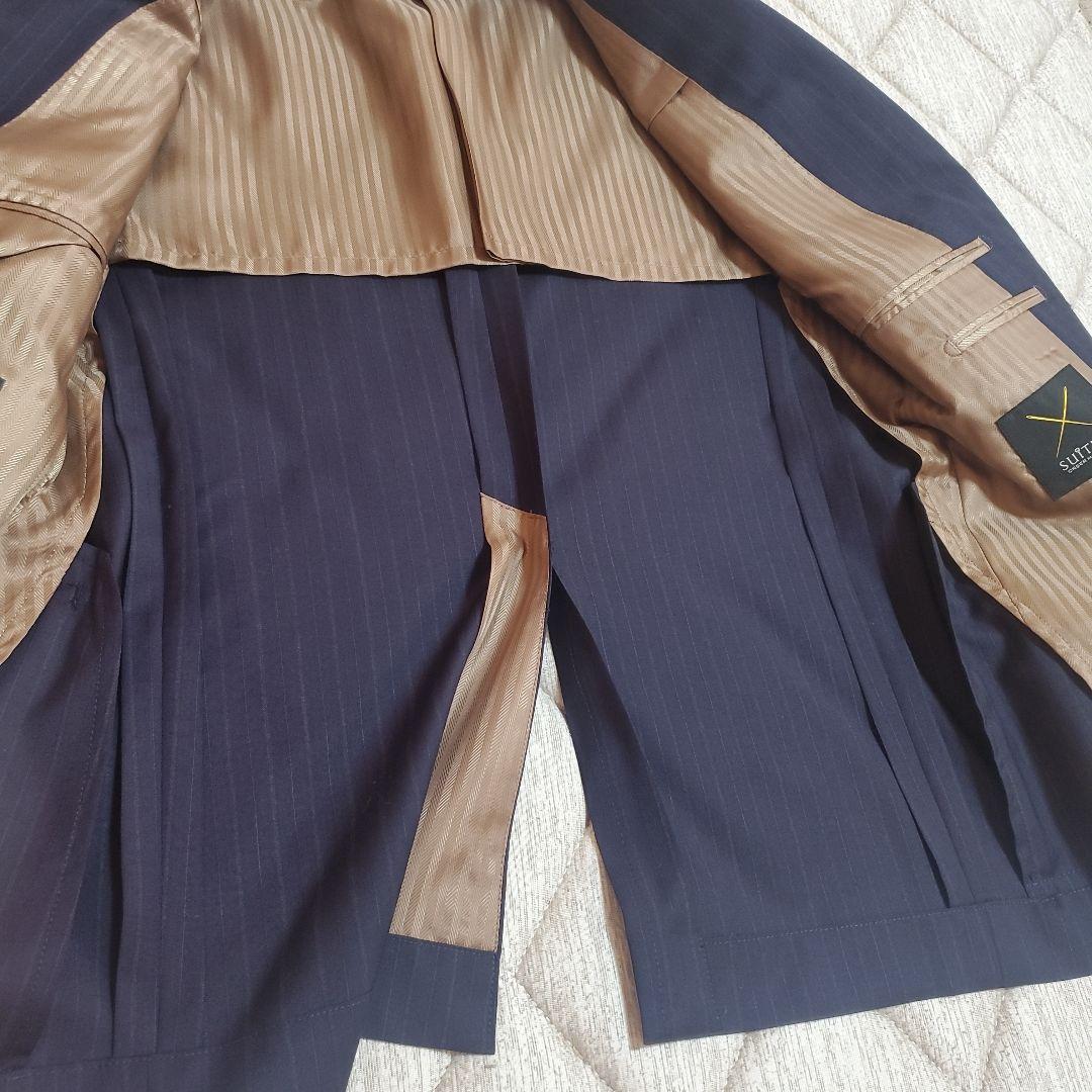 グ*レ様 極美品REDAイタリア製生地ネイビー ストライプ日本製 A3～A4オー