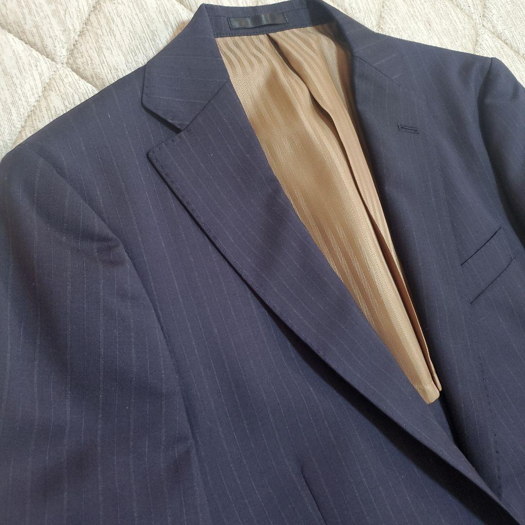 グ*レ様 極美品REDAイタリア製生地ネイビー ストライプ日本製 A3～A4オー