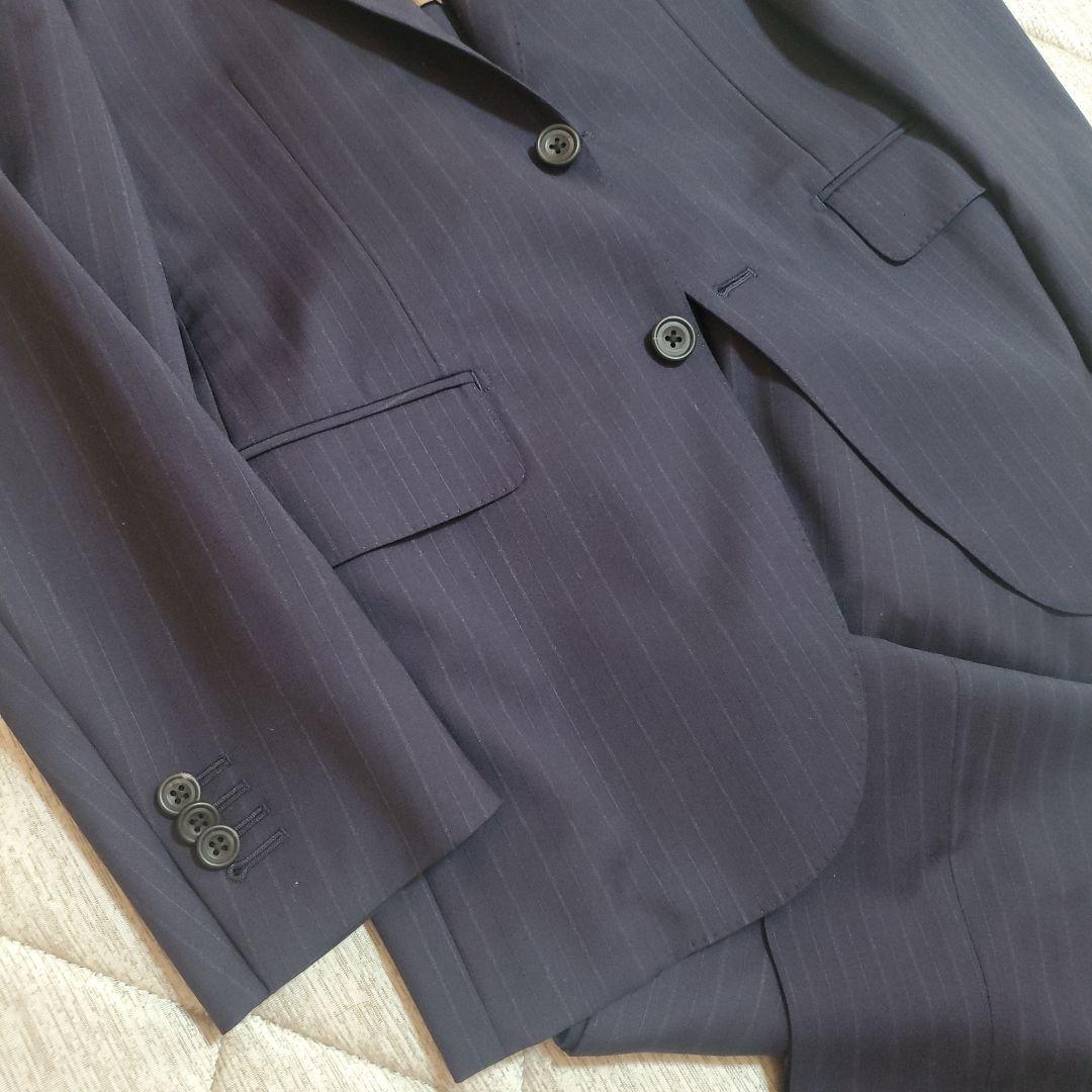 グ*レ様 極美品REDAイタリア製生地ネイビー ストライプ日本製 A3～A4オー