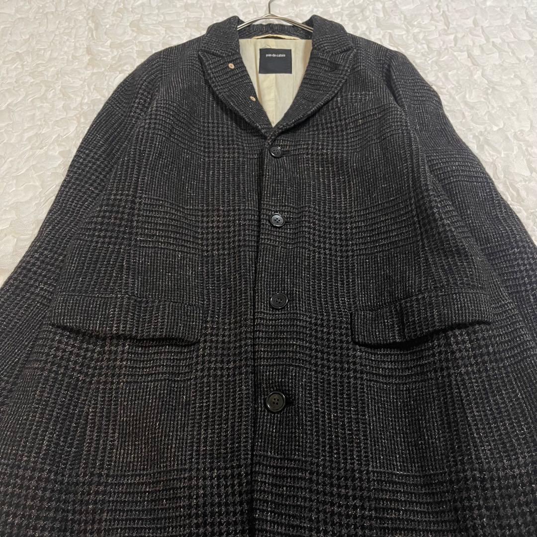 パドカレ Pas de calais アウター コート チェック ウール 麻 綿