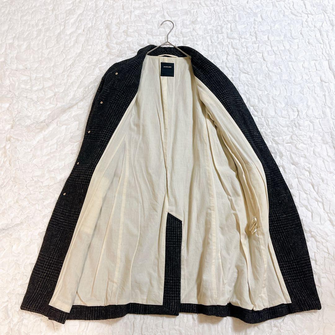 パドカレ Pas de calais アウター コート チェック ウール 麻 綿