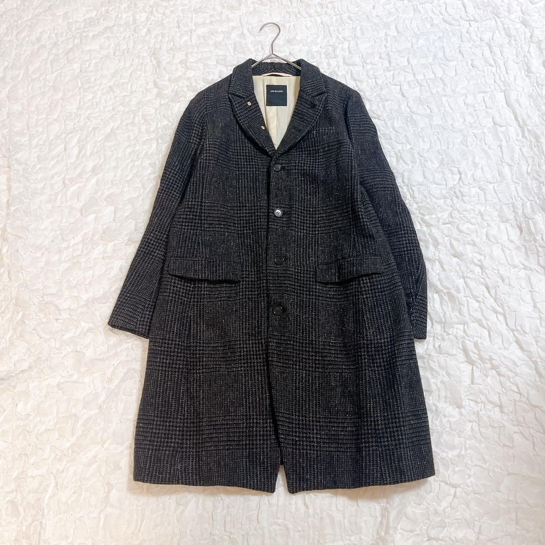 パドカレ Pas de calais アウター コート チェック ウール 麻 綿