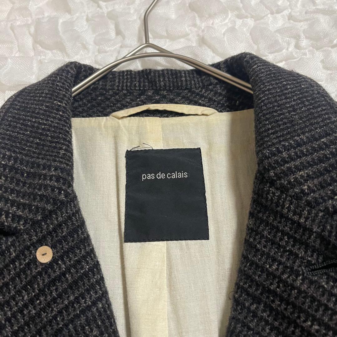 パドカレ Pas de calais アウター コート チェック ウール 麻 綿