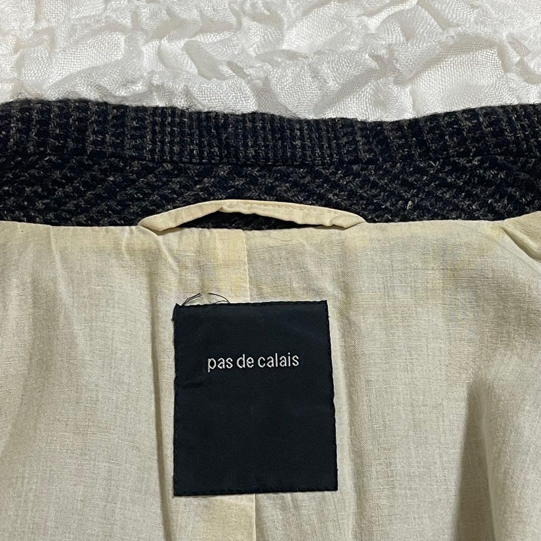 パドカレ Pas de calais アウター コート チェック ウール 麻 綿