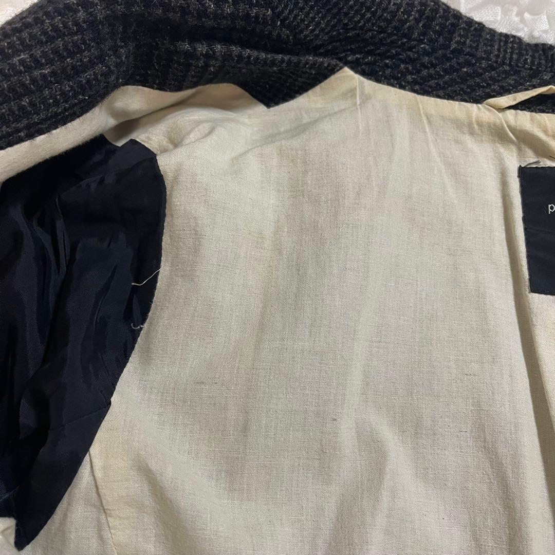 パドカレ Pas de calais アウター コート チェック ウール 麻 綿