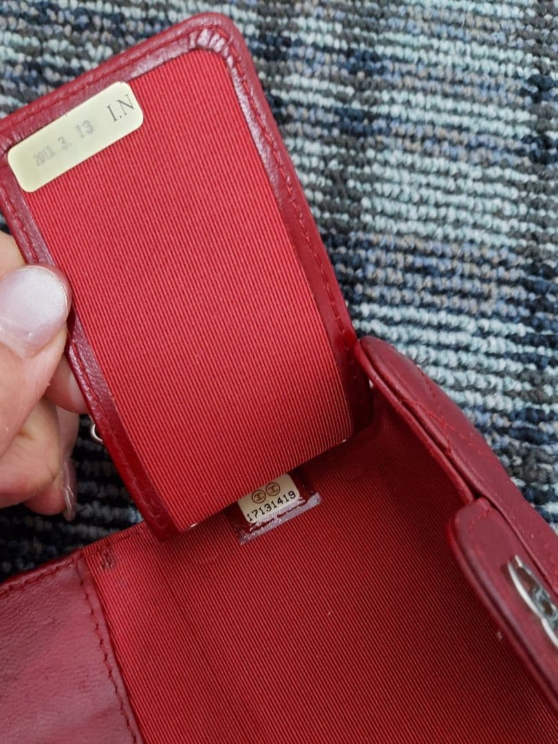 CHANEL マトラッセ ラムレザー シルバー金具 6連 キーケース レッド