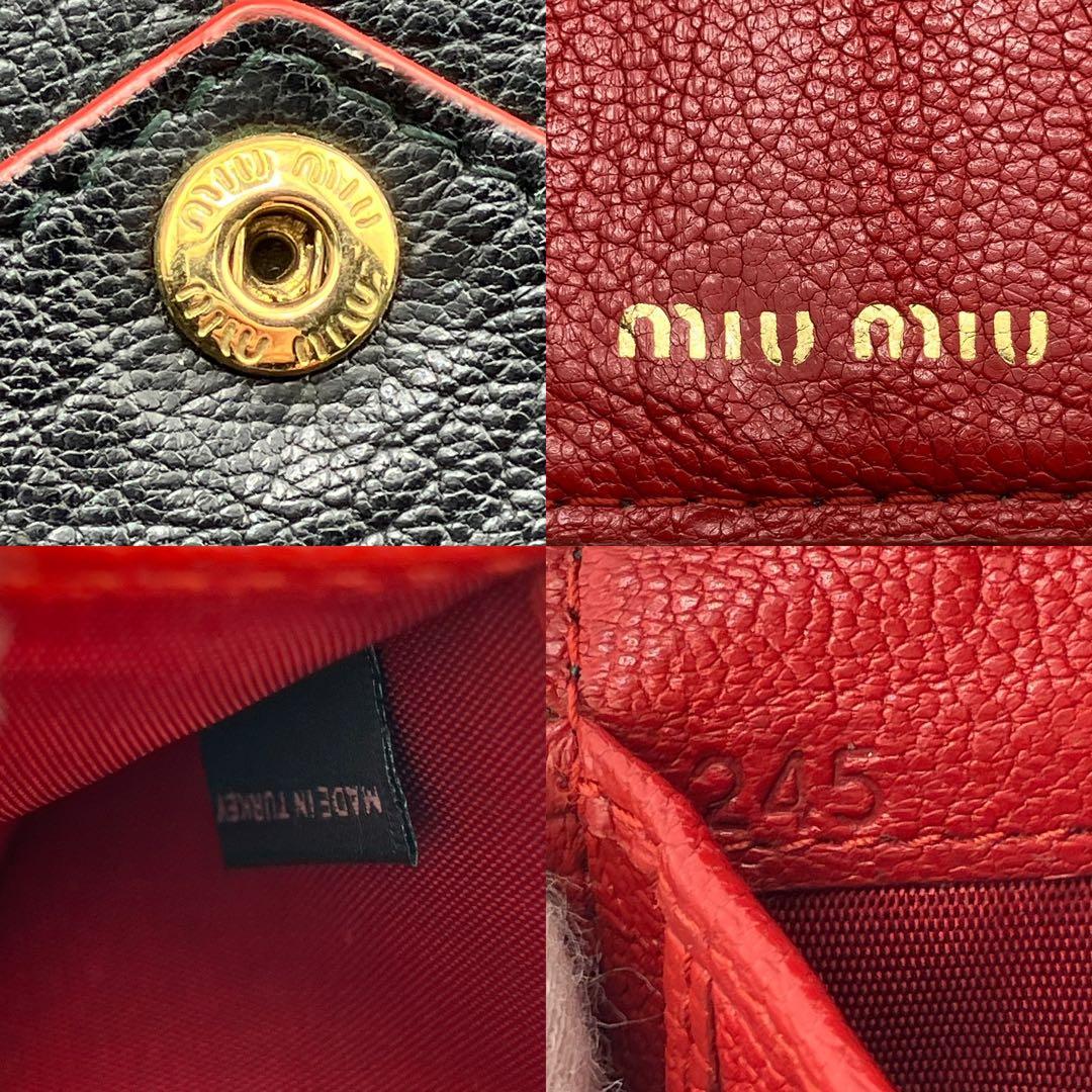 希少✨美品✨ミュウミュウ 三つ折り財布 マドラスラブレター ハート ブラック