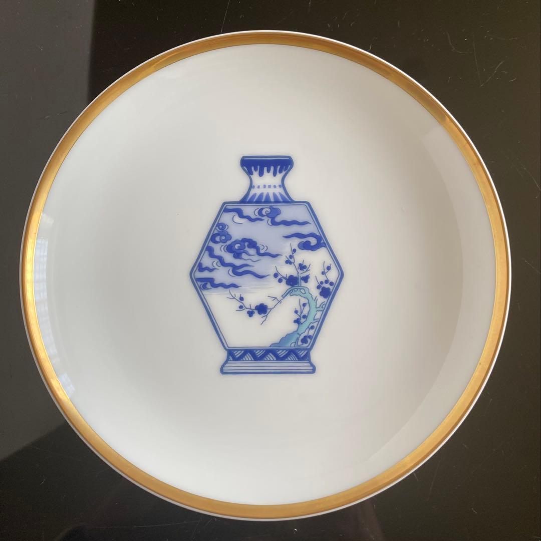 未使用品◆深川製磁 ブルーチャイナ丸サービス皿揃 5枚セット デザート皿 銘々皿