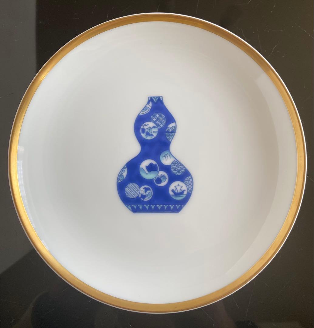 未使用品◆深川製磁 ブルーチャイナ丸サービス皿揃 5枚セット デザート皿 銘々皿