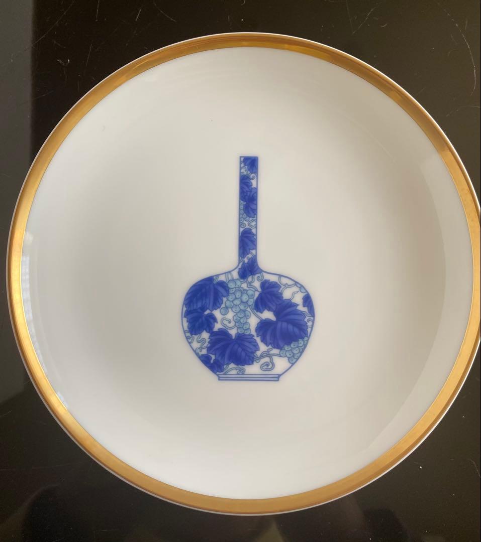 未使用品◆深川製磁 ブルーチャイナ丸サービス皿揃 5枚セット デザート皿 銘々皿