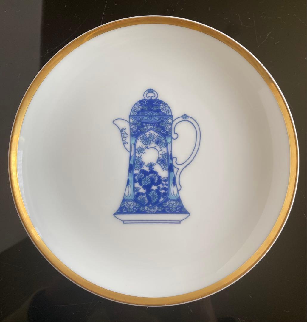 未使用品◆深川製磁 ブルーチャイナ丸サービス皿揃 5枚セット デザート皿 銘々皿